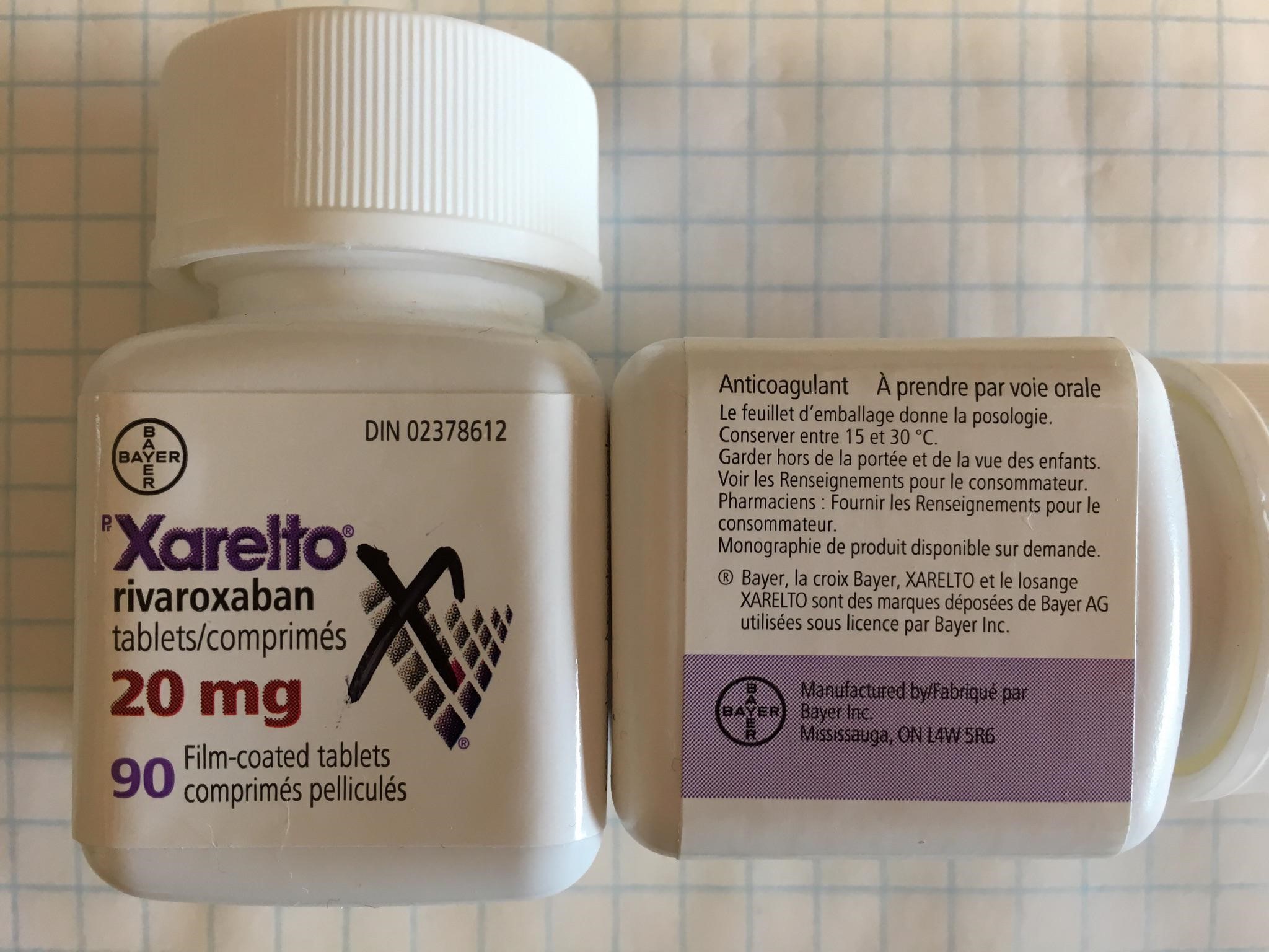 Canadian Xarelto 20 mg bottle