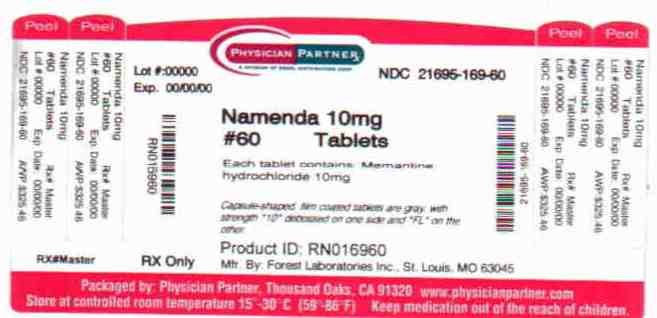 Namenda 10mg label manufacturing